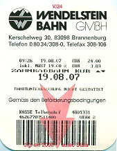 k-Fahrkarte Wendelsteinbahn